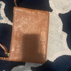Lucky Brand Leather Floral Embossed Crossbody Bag